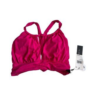La Blanca Bikini Top Island Goddess High Neck magenta pink keyhole size 8